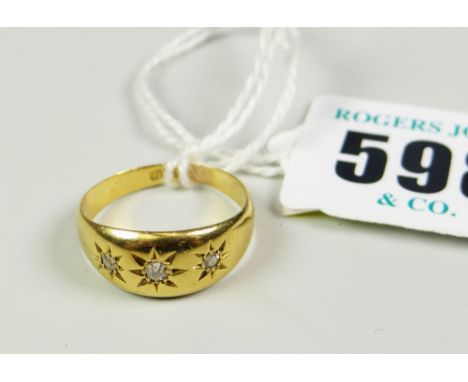 YELLOW METAL (HALLMARK RUBBED) DIAMOND CHIP GIPSY SET RING 4.1 grams approx.