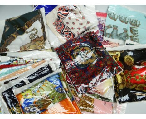 PARCEL OF VINTAGE SCARVES assorted polyester and silk scarves to include French &amp; Italian