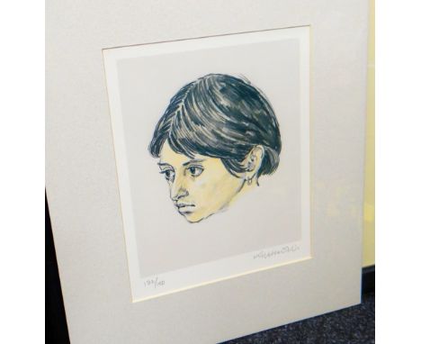 SIR KYFFIN WILLIAMS RA limited edition (100/150) coloured print - head portrait of Patagonian Girl Norma Lopez, signed fully 