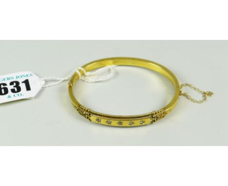 15 CARAT GOLD DIAMOND SET BANGLE IN FITTED BOX 9.5 grams approx.