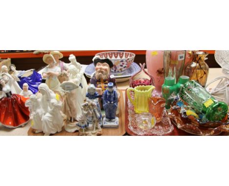 A PARCEL OF MIXED DECORATIVE GLASS INCLUDING a pair of milk glass baluster vases, carnival glass ETC together with a parcel o