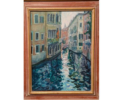 Sandra Pepys (South African/British, b.1942-) 'Winter Reflection' - Venetian Canal Scenesigned 'Sandra Pepys' lower leftoil o