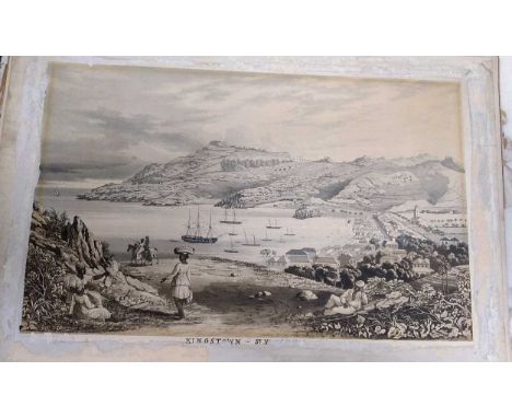 After James Johnson Kingstown St Vincent, grisaille aquatint, published by T &amp; G Underwood, London 1827, trimmed and laid