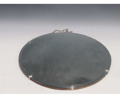 An Art Deco style circular wall mirror, with bevelled mirror plate,46cm diameter