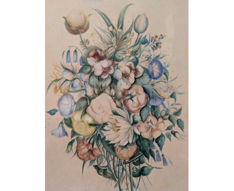19th Century English School A near pair of Victorian still life of flowers, one with hummingbirdssigned and dated lower right