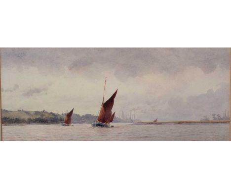 Louis Neville (British, Fl. 1887-1914) Sailing near Rochestersigned and dated lower right 1903 (?)watercolour15 x 34cm