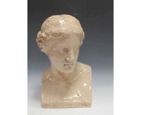A ceramic bust of a classical maiden, modern, 41cm high
