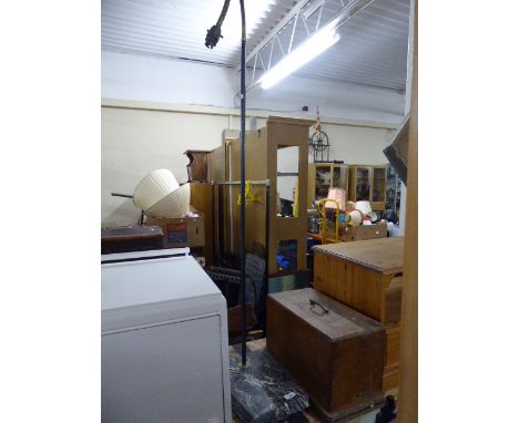 A Vintage Adjustable Reading Standard Lamp and A Cased Sewing Machine (Locked)