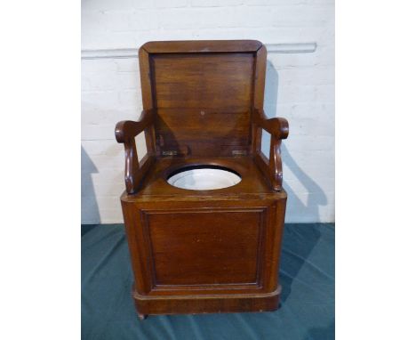 A Late Victorian Mahogany Lift Top Box Commode with Hinged Handles, 47 cm Wide 