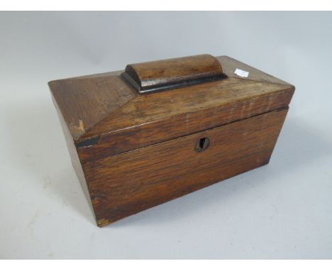 A 19th Century Rosewood Two Division Tea Caddy of Sarcophagus Form, in Need of Restoration, 22 cm Long 