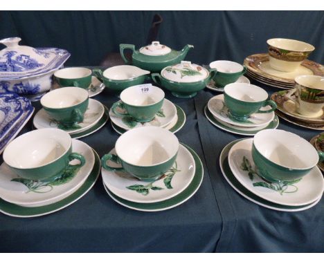 A Myott Molly O'Day Tea Set to Include Six Trios, Two Cups and Saucers, Teapot, Cream and Sugar 