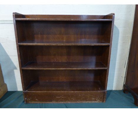 An Edwardian Three Shelf Open Bookcase, 88 cm Wide