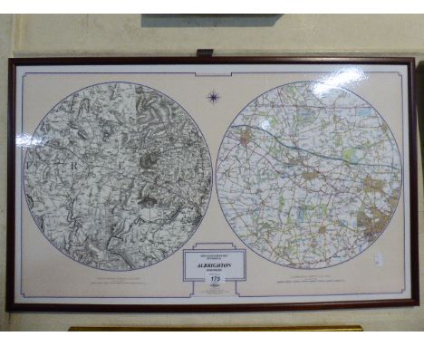 A Framed Ordnance Survey Map Centred on Albrighton First Edition 1880 and Landranger 2000