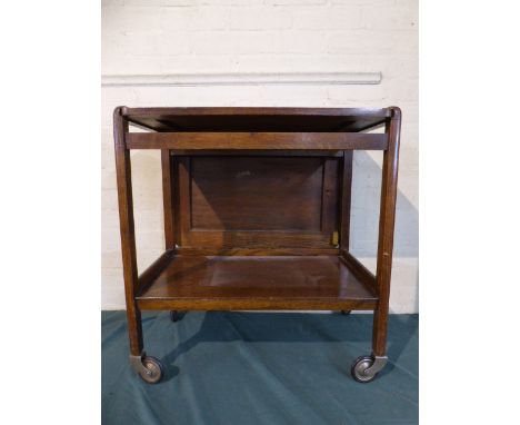 An Oak Drop Leaf Trolley with Stretcher Shelf, 65 cm Wide