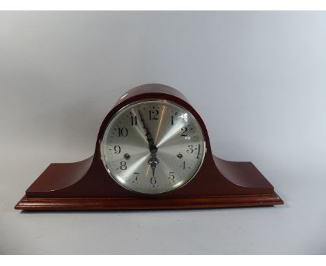 A German Mahogany Napoleon Hat Westminster Chime Mantle Clock by Franz Hermle, 50 cm Wide 