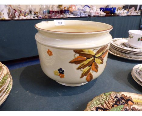 A Hand Painted Myott Planter Decorated in Relief with Autumn Leaves