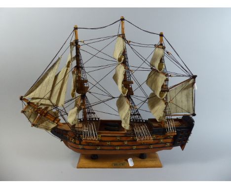 A Wooden Model of H.M.S Victory in Full Sail, 52 cm Long