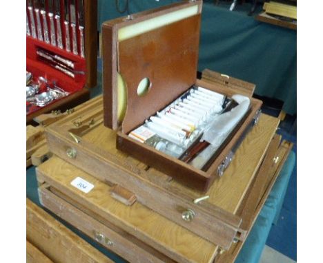 A Collection of Artists Materials to Include Oil Painting Set, Easel, Reeves Artist's Stand