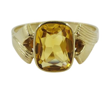 9ct gold single stone citrine ring, hallmarked