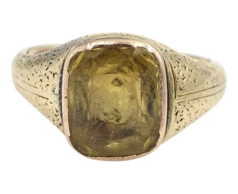 19th century gold single stone citrine ring
