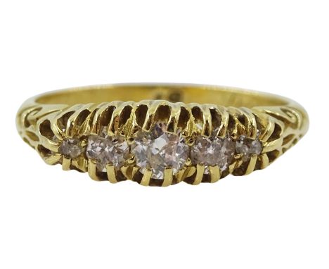 Early 20th century 18ct gold five stone diamond ring, the shank inscribed 'Dec 3rd 1910'