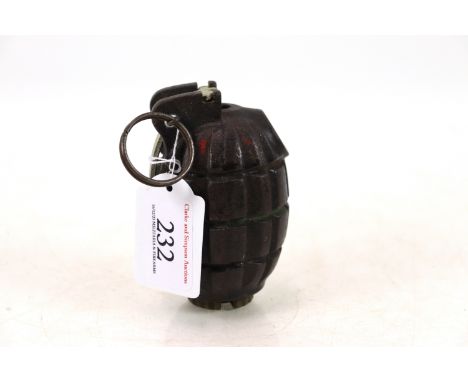 A MkI No.36 inert hand grenade date stamp to base 43