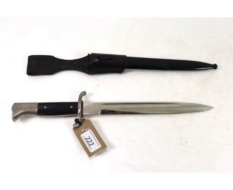 A Third Reich era German fireman's dress bayonet by Puma Solingen with correct painted scabbard and leather frog (NB 10" blad