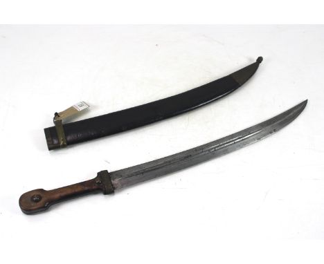 A WWI Imperial Russian Kindjal Bedut short sword dated 1913 with scabbard, a good and honest unit marked example 