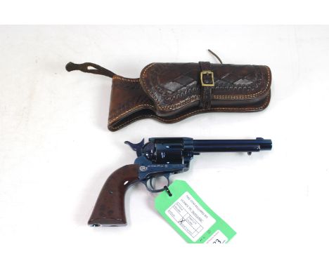 A Umarex Co2 Colt single action army .177 Cal. air pistol. Ser. No. 18A78142. This example is the blued version and included 