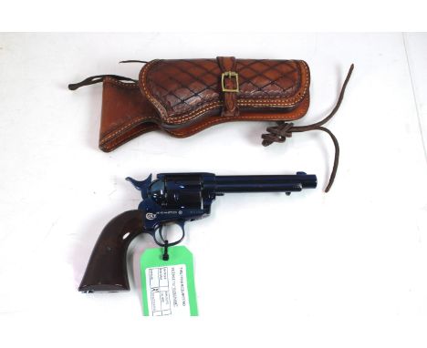 A Umarex Co2 Colt single action army .177 Cal. air pistol Ser. No. 19F51555. This example is the blued version and included a