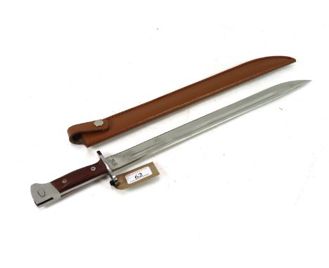 A bayonet with leather scabbard, blade marked AK-47 CCCP