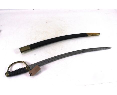 A fine Victorian "Police Hanger" with brass mounted leather scabbard, blade stamped Mole Birm and etched "Rutland Police No.1