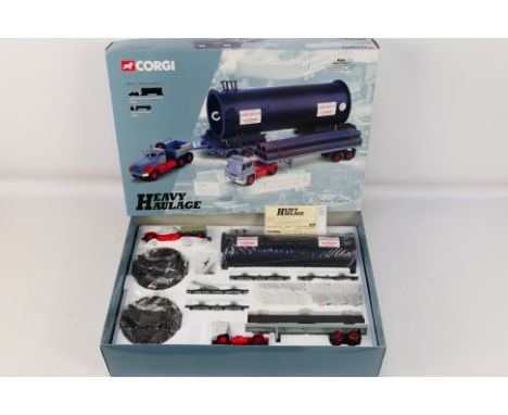 Corgi Heavy Haulage - A boxed Corgi Heavy Haulage Limited Edition #31014 Guy Invincible Long Platform Trailer, Pipe Load & Di