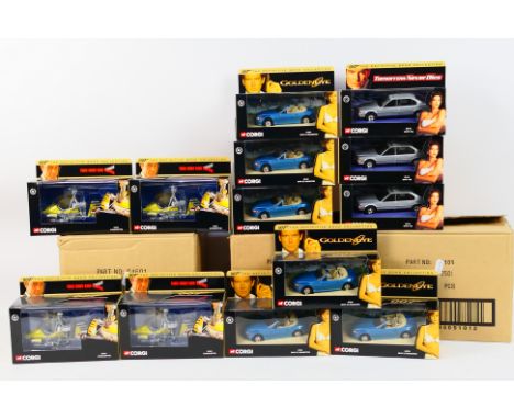 Corgi - Three, ex-shop stock, trade boxes containing a total of 13 Corgi '007 The Definitive Collection' diecast models. Lot 