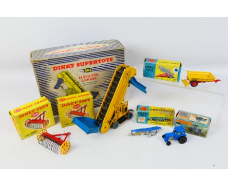 Corgi Toys - Dinky Toys - Matchbox - A group of boxed diecast farm implements / vehicles. Lot includes Dinky Toys #964 Elevat