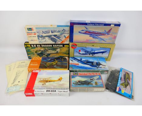 Glencoe Model - Airfix - Revell - Heller - Other - A boxed collection of plastic model aircraft kits in various scales. Lot i