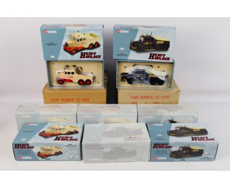Corgi Heavy Haulage - Two ex-shop stock trade boxes of eight Limited Edition Corgi Heavy Haulage Scammell Contractor model ve