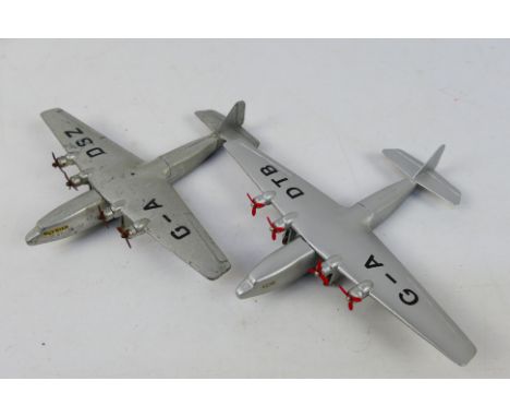 Dinky Toys - A unboxed pair of Dinky #62p Armstrong Whitworth 'Ensign' Air Liner. The models in silver, feature four 3-blade 