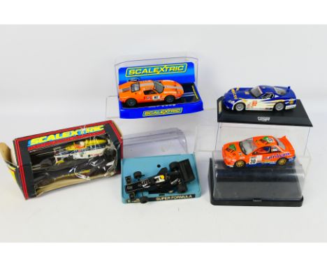 Scalextric - Four boxed playworn Scalextric slot cars, including C425 Lotus Renault 98T C2882 Stillen Ford GT RN907 and simil