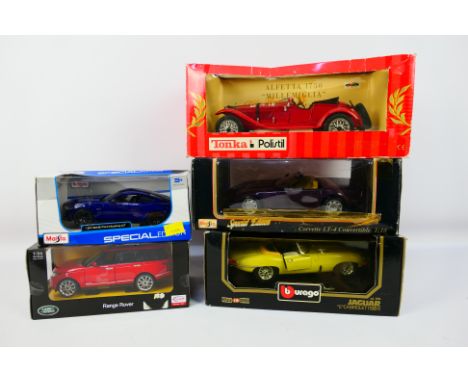 Bburago - Maisto - Tonka - Rastar - 5 x boxed cars including Chevrolet Corvette LT-4 in 1:18 scale, Ford Mustang GT and Range