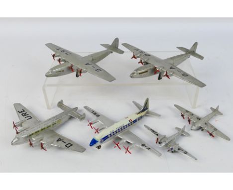 Dinky Toys - A group of unboxed Dinky Toys model aircraft. Lot includes Dinky #62p Armstrong Whitworth 'Ensign' Air Liner 'G-