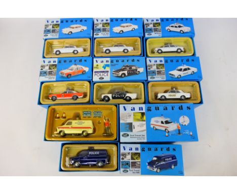 Vanguards - A group of eight boxed diecast 'Police' vehicles from Vanguards. Lot includes VA5500 Lancashire Constabulary Ford