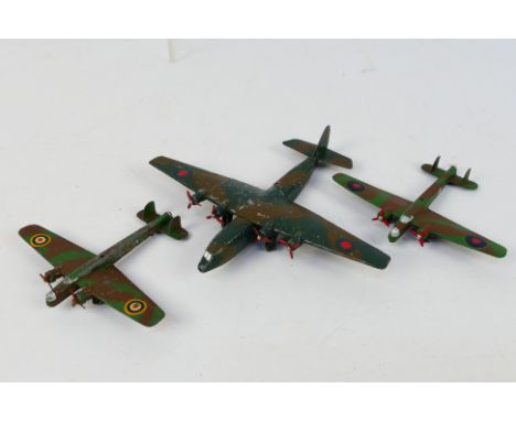 Dinky Toys - An unboxed trio of pre-war Dinky Toys model aircraft. Lot includes Dinky Toys  #62t Armstrong Whitworth 'Whitley