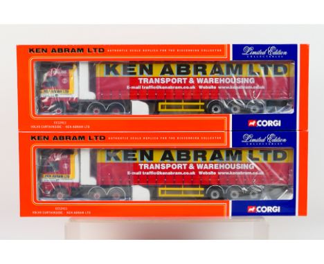 Corgi - Two boxed ex-shop stock Limited Edition 1:50 scale Corgi CC12411 Volvo Curtainside 'Ken Abram Ltd.' model trucks. Mod