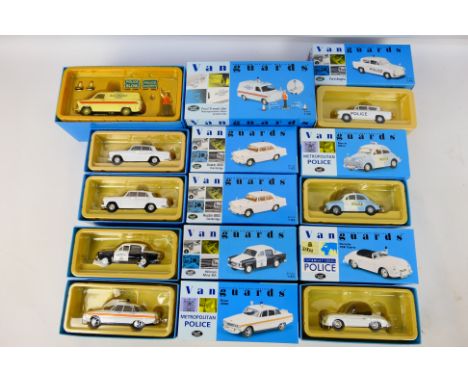 Vanguards - A group of eight boxed diecast 'Police' vehicles from Vanguards. Lot includes VA06606 Ford Transit Van Nottingham
