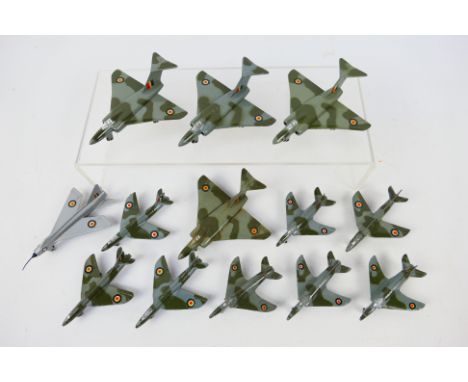 Dinky Toys - An unboxed squadron of 13 Dinky Toys model aircraft. Lot includes Dinky Toys # 735 Gloster Javelin; #737 P.IB Li