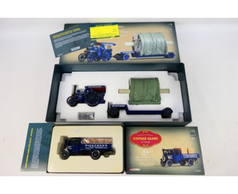 Corgi - Vintage Glory - 2 x limited edition Pickfords sets, a Fowler B6 road locomotive with trailer and load # 80102 and a F