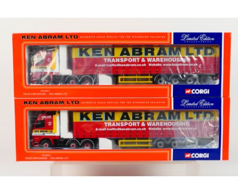 Corgi - Two boxed ex-shop stock Limited Edition 1:50 scale Corgi CC12411 Volvo Curtainside 'Ken Abram Ltd.' model trucks. Mod