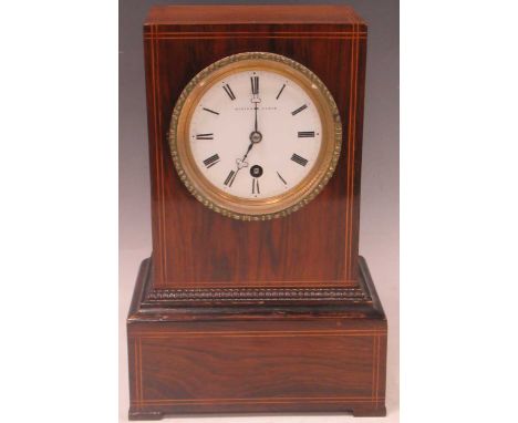 A small rosewood and brass mantel clock by MANIEZ A PARIS25 x 17 x 11.5cm