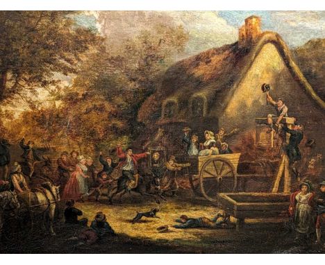 Follower of George Morland The Donkey Race, Unsigned,Oil on canvas,54cm x 70cmThe canvas has been relined. The paint surface 